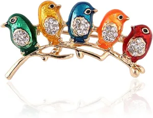 Cute Birds Branch Brooch Pin for Women Girls Rhinestone Crystal Colorful Enamel Animal Pins Clip Lapel Sweater Scarves Dress Coat Suit Backpacks Brooches Pins Dainty Jewelry Gifts Christmas