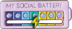 Cute Cool My Social Battery Slider Pastel Pink Enamel Emotional Mood Funny Introvert Lapel pins for Bags Backpacks Hats Gifts Decoration