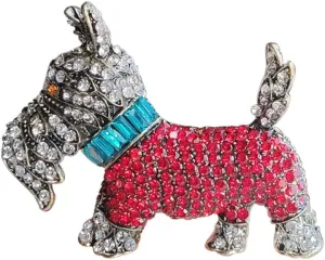 Cute Dog Colorful Rhinestones Brooches Lapel Pins for Women Teen Girls Funny Sparkly Crystal Cartoon Animal Pin Dress Suit Hat Bag Clothes Accessories Jewelry Party Christmas Holiday Gifts Daughter