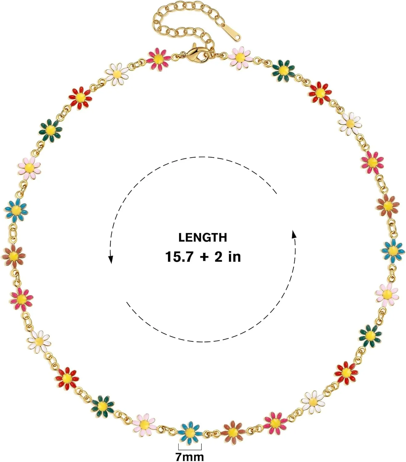 Cute Flower Necklace for Women 18K Gold Plated Dainty Daisy Flower Pearl Choker Necklace for Women