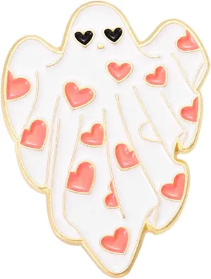 Cute Ghost Enamel Brooch Pin,Gothic Badges Halloween Pins for Women/Men, Cartoon Boo Ghost Enamel Pins for Jackets Backpacks, Pink
