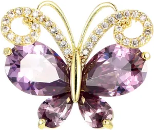 Cute Rhinestone Butterfly Brooch Pin for Women Girls Unisex Gold Plated Fashion Crystal Insect Animal Brooches Lapel Pins Lucky Dainy Christmas Festival Birthday Jewelry Gift