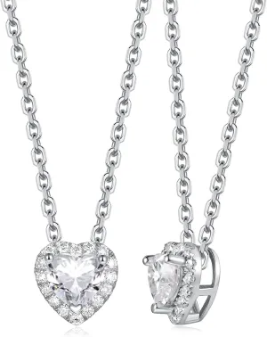 CYW Moissanite Dainty Small Pendant Necklace for Women, Solid 925 Sterling Silver, 16"/18"/20" Adjustable, Birthday Valentines Anniversary Mother's Day Ideal Gift for Her