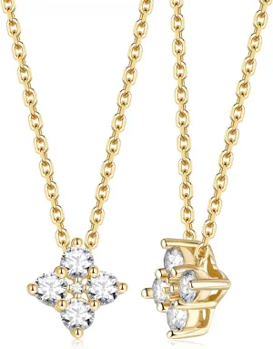 CYW Moissanite Dainty Small Pendant Necklace for Women, Solid 925 Sterling Silver, 16"/18"/20" Adjustable, Birthday Valentines Anniversary Mother's Day Ideal Gift for Her