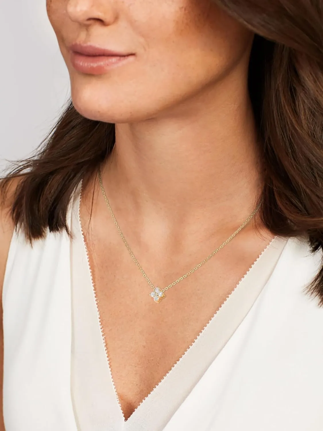 CYW Moissanite Dainty Small Pendant Necklace for Women, Solid 925 Sterling Silver, 16"/18"/20" Adjustable, Birthday Valentines Anniversary Mother's Day Ideal Gift for Her