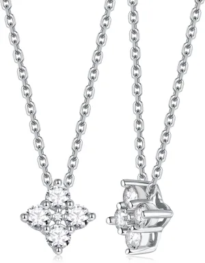 CYW Moissanite Dainty Small Pendant Necklace for Women, Solid 925 Sterling Silver, 16"/18"/20" Adjustable, Birthday Valentines Anniversary Mother's Day Ideal Gift for Her