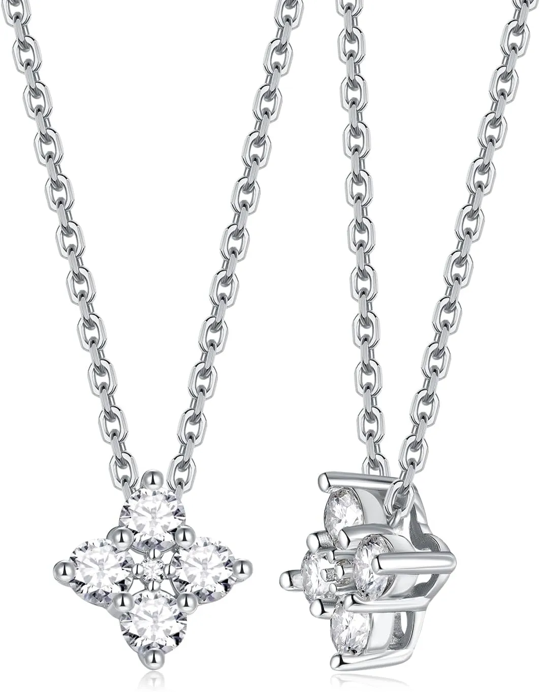 CYW Moissanite Dainty Small Pendant Necklace for Women, Solid 925 Sterling Silver, 16"/18"/20" Adjustable, Birthday Valentines Anniversary Mother's Day Ideal Gift for Her