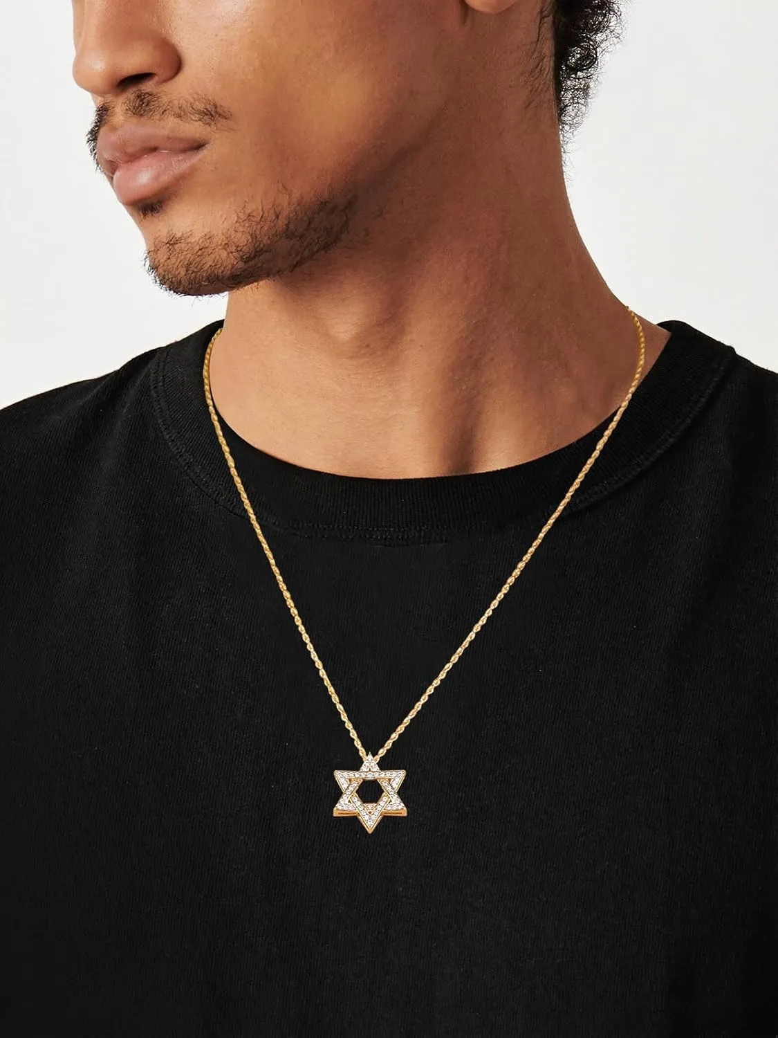 D Color VVS1 Clarity Moissanite Jewish Star of David Pendant Necklace for Women Men, Really Authentic Solid 925 Sterling Silver, 16"/18"/20" Adjustable, Israel Necklace