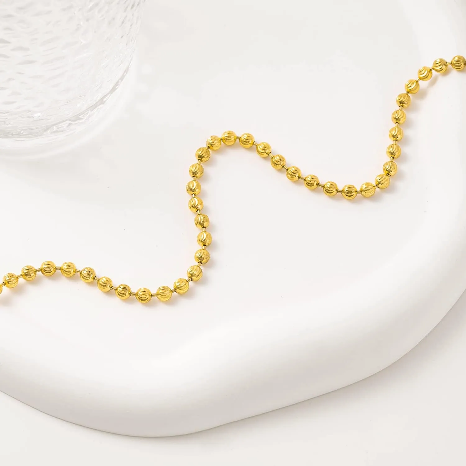 Dainty Gold Chain Choker Necklace 18K Gold Vacuum Plated Cuban Paperclip Figaro Mariner Bead Rhombus Lace Twist Link Chain Choker Necklace for Women Jewelry Gift