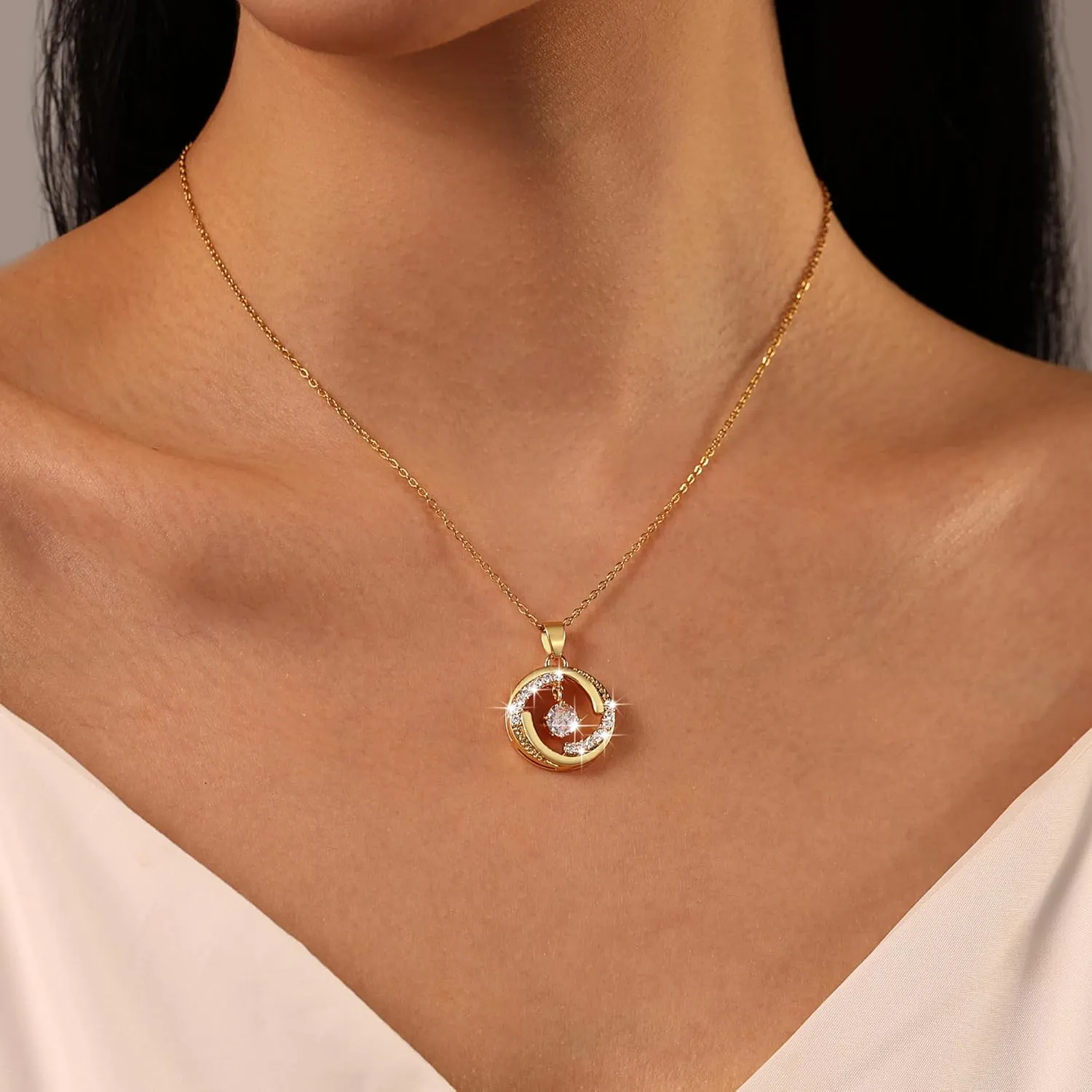 Dainty Gold Necklace for Women, 18K Real Gold Plated Necklace, White Gold Cross Silver Necklace, Cubic Zirconia Necklace, Birthday Gifts for Women Jewelry