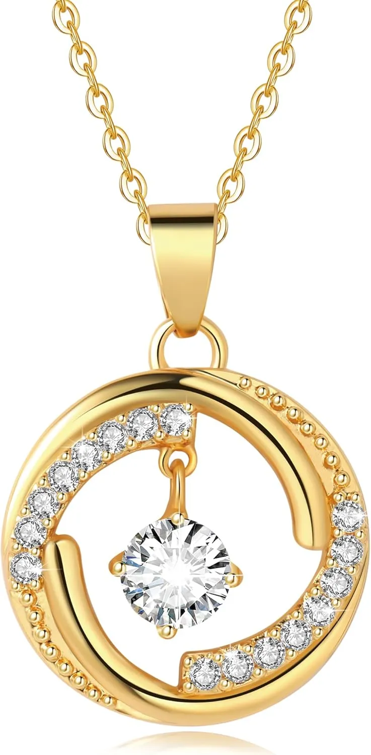 Dainty Gold Necklace for Women, 18K Real Gold Plated Necklace, White Gold Cross Silver Necklace, Cubic Zirconia Necklace, Birthday Gifts for Women Jewelry