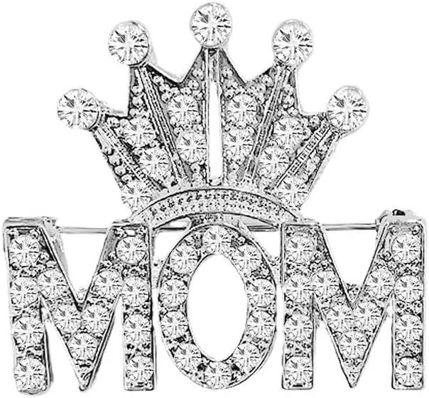 Dainty Mom Crown Rhinestones Sparkly Brooches Pins Delicate Crystal Brooch Classic for Women Ladies Elegant Beautiful Lapel Pin Dress Suit Shirt Ceremony Clothes Accessories Jewelry Mother's Day