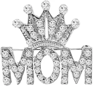 Dainty Mom Crown Rhinestones Sparkly Brooches Pins Delicate Crystal Brooch Classic for Women Ladies Elegant Beautiful Lapel Pin Dress Suit Shirt Ceremony Clothes Accessories Jewelry Mother's Day