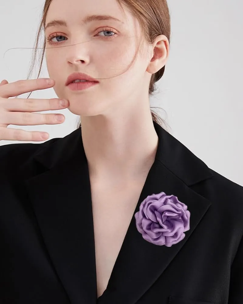 Dainty Peony Rose Flower Brooches Lapel Pins Delicate Elegant Fabric Flowers Brooch Pin for Women Flower Corsage for Wedding Party Accessories Jewelry Gifts100mm