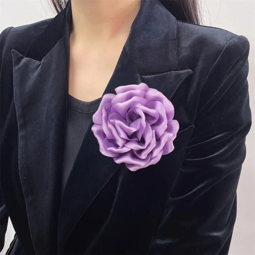 Dainty Peony Rose Flower Brooches Lapel Pins Delicate Elegant Fabric Flowers Brooch Pin for Women Flower Corsage for Wedding Party Accessories Jewelry Gifts100mm