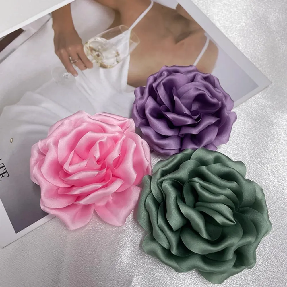 Dainty Peony Rose Flower Brooches Lapel Pins Delicate Elegant Fabric Flowers Brooch Pin for Women Flower Corsage for Wedding Party Accessories Jewelry Gifts100mm