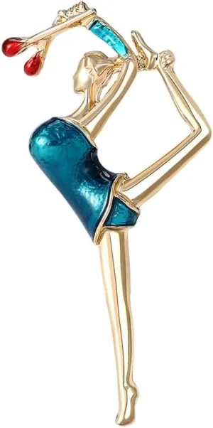 Dancing Girls Lady Brooch Pin for Women Girls Cute Blue/Red Enamel Brooches Lapel Pins for Hat Bag Dresses Suit Accessories Fashion Jewelry