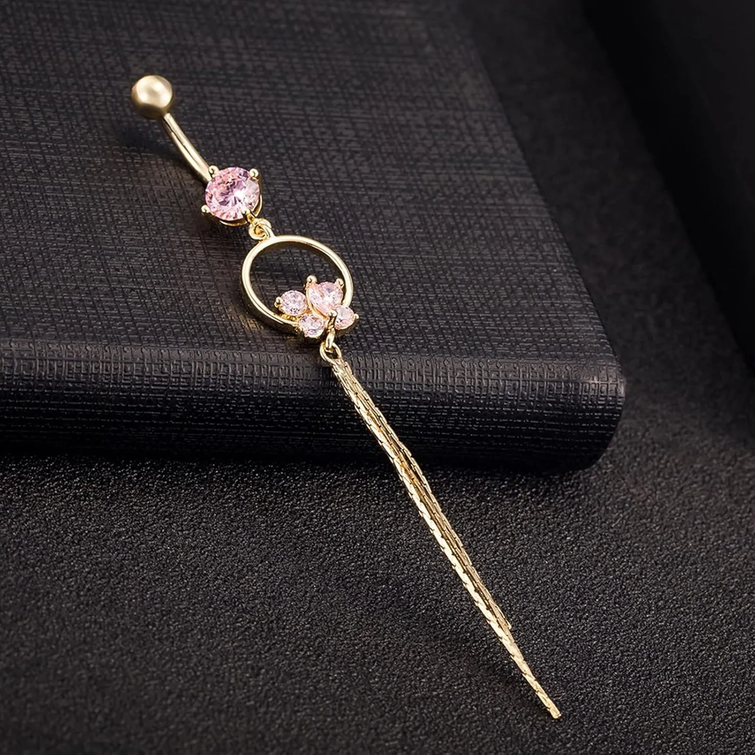 Dangle Belly Button Rings, Belly Ring Cute Unique Copper Navel Rings Belly Button Nails Butterfly Tassel