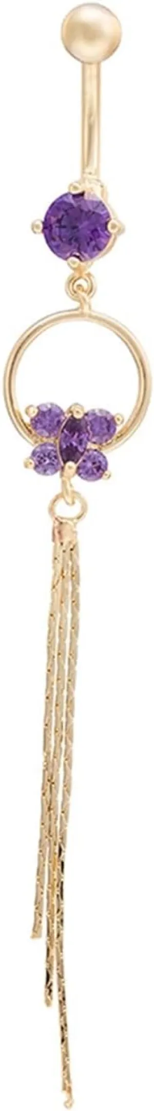 Dangle Belly Button Rings, Belly Ring Cute Unique Copper Navel Rings Belly Button Nails Butterfly Tassel