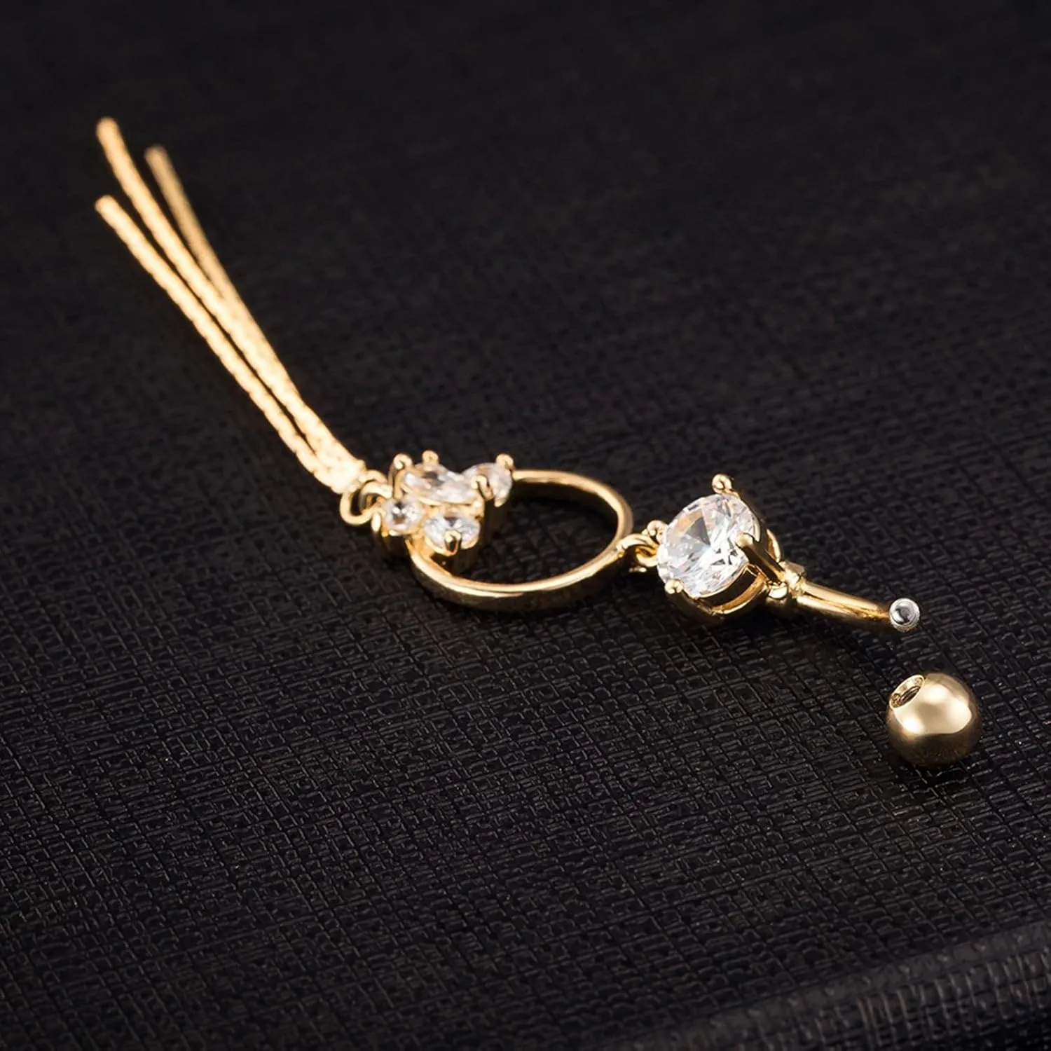 Dangle Belly Button Rings, Belly Ring Cute Unique Copper Navel Rings Belly Button Nails Butterfly Tassel