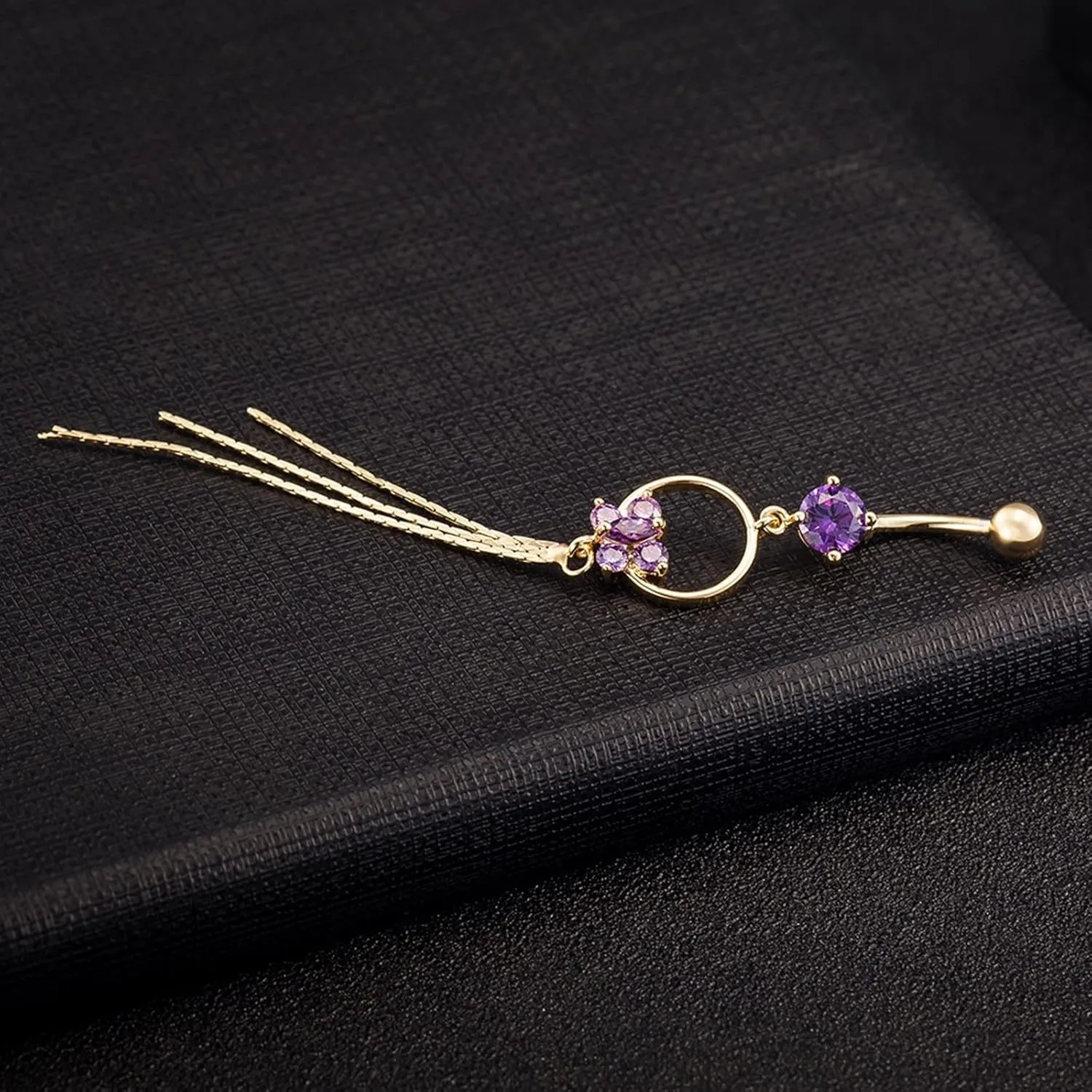 Dangle Belly Button Rings, Belly Ring Cute Unique Copper Navel Rings Belly Button Nails Butterfly Tassel