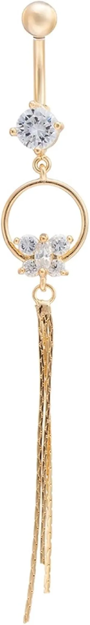 Dangle Belly Button Rings, Belly Ring Cute Unique Copper Navel Rings Belly Button Nails Butterfly Tassel