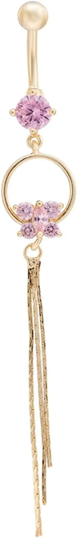 Dangle Belly Button Rings, Belly Ring Cute Unique Copper Navel Rings Belly Button Nails Butterfly Tassel