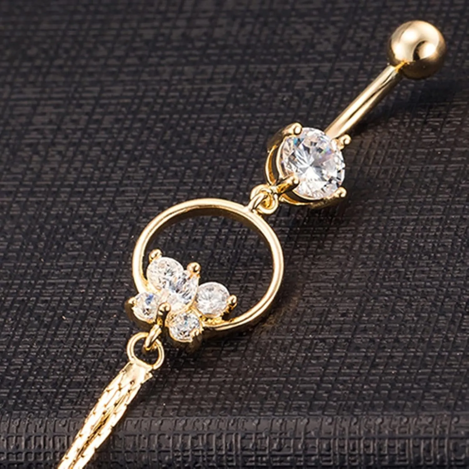 Dangle Belly Button Rings, Belly Ring Cute Unique Copper Navel Rings Belly Button Nails Butterfly Tassel