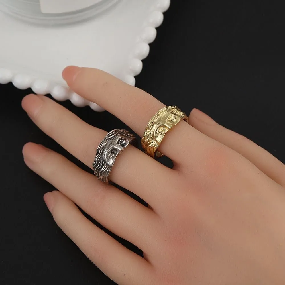 DATOA Vintage Venus Half Face Ring For Women Men Adjustable Personalized Open Wrap Knuckle Finger Band Ring Fashion Unique Jewelry Birthday Valentine's Day Gift
