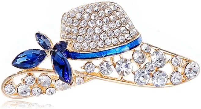 Delicate Hat Lapel Brooch Pin for Women Girls Rhinestone Crystal Cap Pin Clip Dress Suit Sweater Scarves Jackets Collar Backpacks Corsage Broochea Pins Dainty Jewlery Birthday Gifts