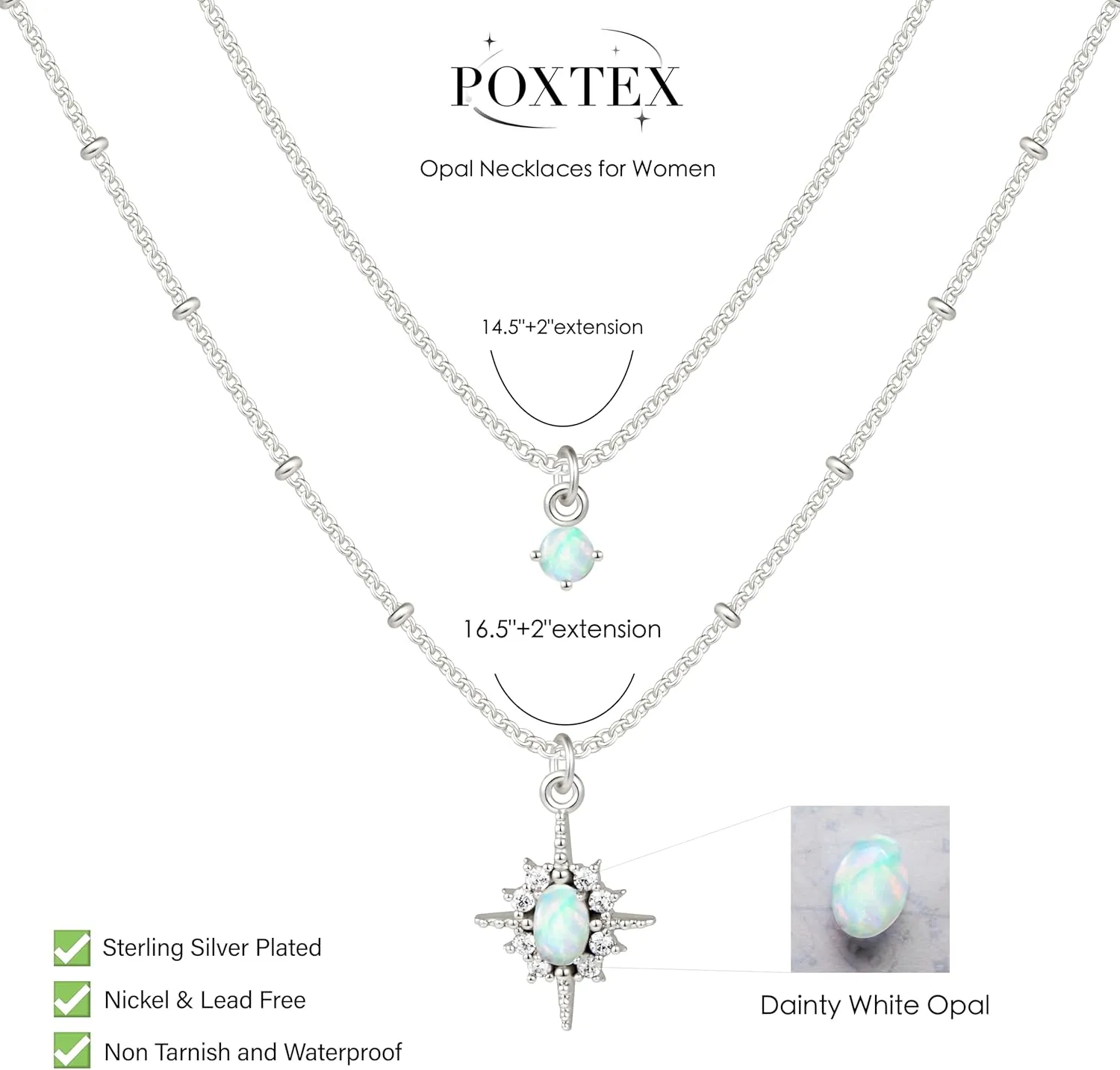 Diamond Necklaces for Women Non Tarnish, Dainty 14K Gold Stack Silver Choker Chain Double Pendant Diamond Necklace, Layered Trendy Simple Prom CZ Jewelry Sets Gifts for Women