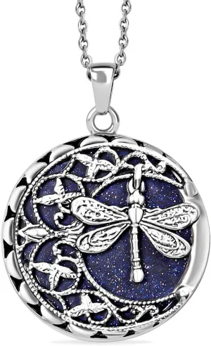Dragonfly Necklace for Women Trendy - Summer Beach Boho Jewelry Birthday Gifts - Aventurine, Carnelian, Dyed, Rose Quartz, Blue Sandstone Gemstone Pendant Birthstone Necklace - 20"