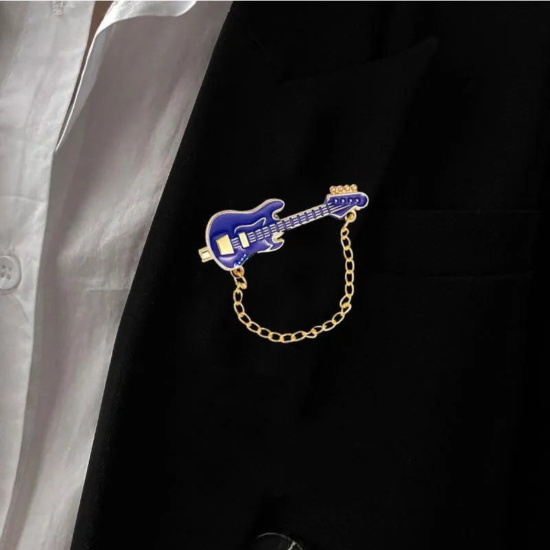 Dreuyet 4 Pcs Electric Guitar Brooch Pins Set Cute Enamel Musical Instrument Badges on Backpack Guitar Brooches Badges Pins Present Gifts Wear on Backpack, Shirt, Jacket, Lapel, Hat, or Tie