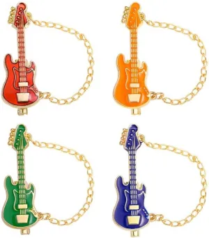 Dreuyet 4 Pcs Electric Guitar Brooch Pins Set Cute Enamel Musical Instrument Badges on Backpack Guitar Brooches Badges Pins Present Gifts Wear on Backpack, Shirt, Jacket, Lapel, Hat, or Tie