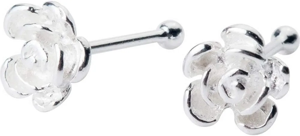 Dtja Unique Nose Rings Studs 22g Body Piercing Jewelry for Women Girls S925 Sterling Silver Tiny Rose Flower Ball Bead Labret Screw Micro Nose Stud Post Pin Hypoallgenic Personalized Jewelry