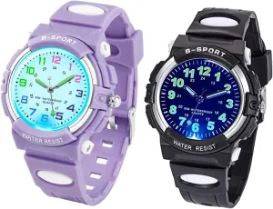 DTKID 7 Colorful Lights Children's Watch for Boys Girls