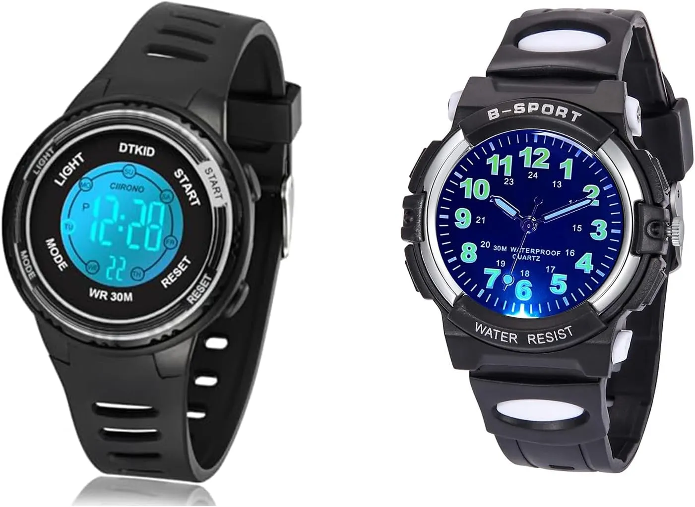 DTKID Colorful Light Children's Watch Boys Girls, Kid Waterproof Watch Easy to Read Dial Time Lessons Wristwatch