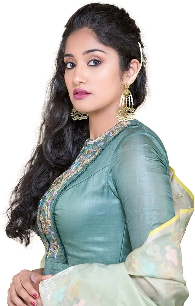 Duel On Jewel Pakistani Indian Bridal Statement Earrings, Hoop, Chandelier, Jhumka, Dangle Styles with Pearls, Zircon, Glass, Gold or Silver-Plated, 2.75-3.75 Inch, Wedding Dance Party Gift Jewelry
