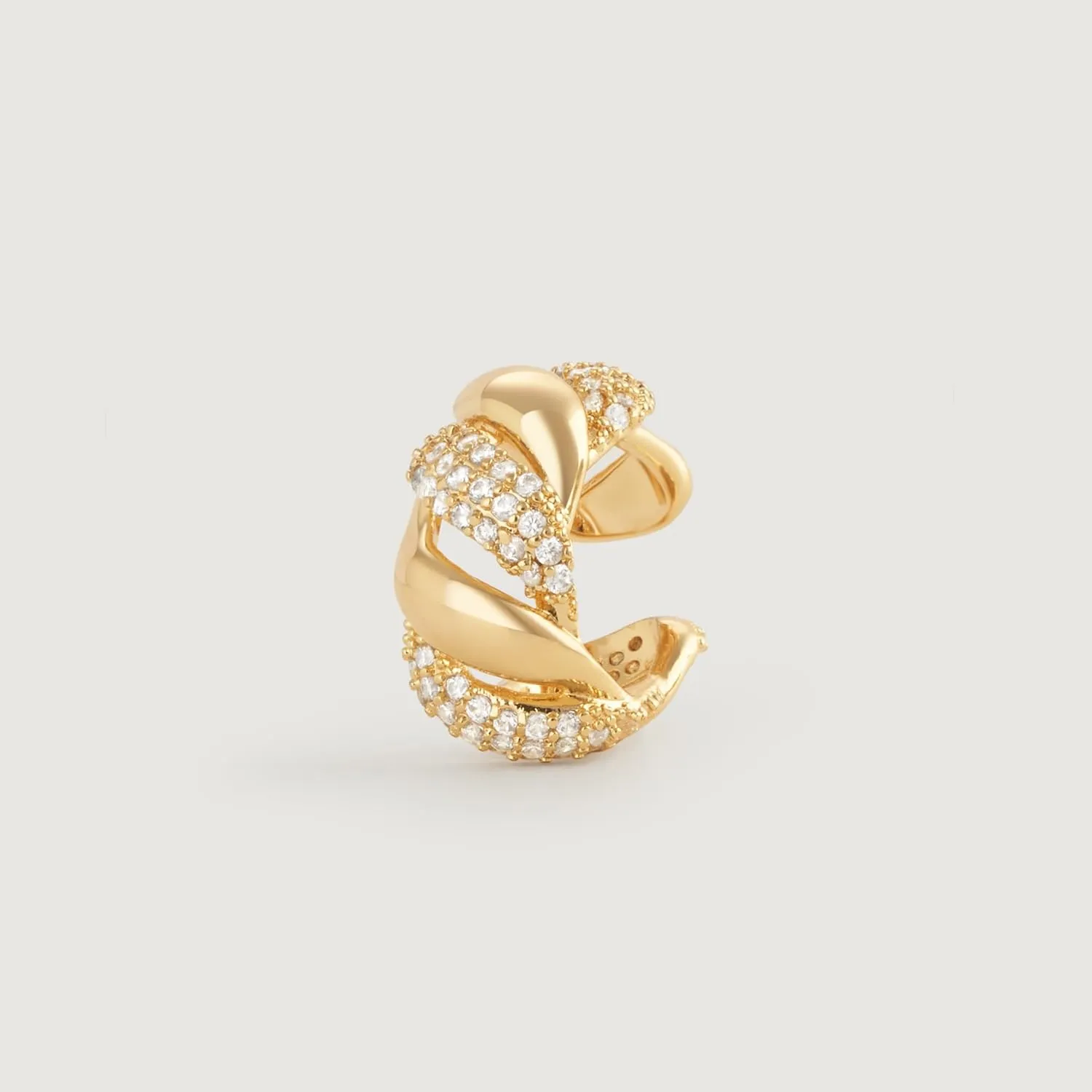 Ear Cuff Earrings for Women 14K Gold Plated Cubic Zirconia Sparkling Hollow Trendy Huggie Ear Cuffs Non Piercing | Clip On Cartilage | Single