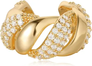 Ear Cuff Earrings for Women 14K Gold Plated Cubic Zirconia Sparkling Hollow Trendy Huggie Ear Cuffs Non Piercing | Clip On Cartilage | Single