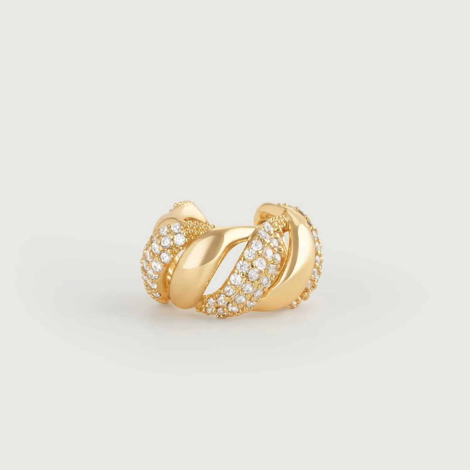 Ear Cuff Earrings for Women 14K Gold Plated Cubic Zirconia Sparkling Hollow Trendy Huggie Ear Cuffs Non Piercing | Clip On Cartilage | Single