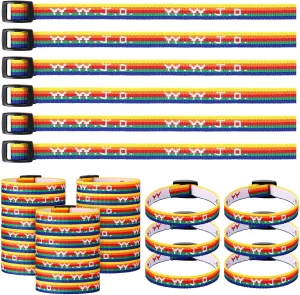 Ecally 50pcs WWJD Rainbow Woven Wristbands What Would Jesus Do Adjustable Wristbands Religious Christian Gifts for Sunday School Church Gift Inspirational Reminder Fundraisers
