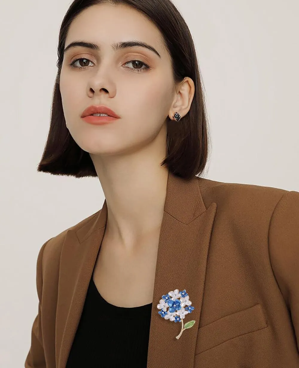 Enamel Flower Buoquet Lapel Brooch Pin for Women Girls Crystal Rhinestone Floral Pins Clip Collar Sweater Suit Dress Badges Jackets Brooches Pins Delicate Jewelry Gifts Wedding