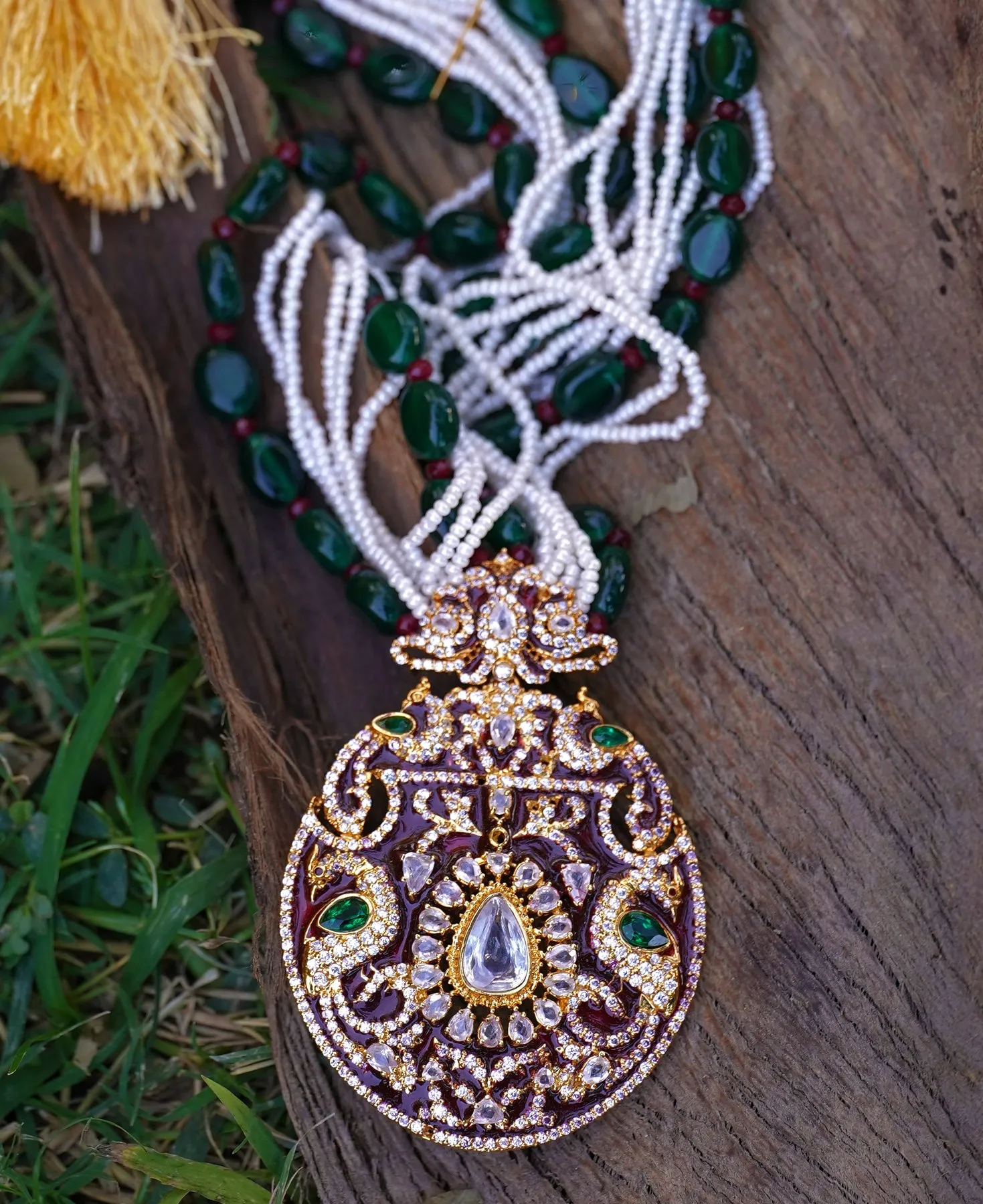 Enamel Royalty Polki Pendant