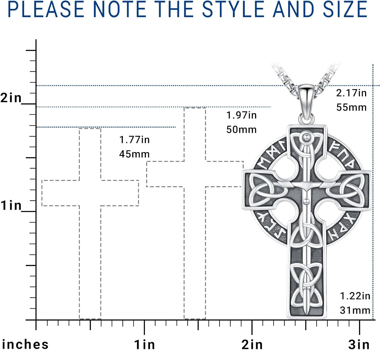Eusense Viking Jewelry for Men Women Sterling Silver 925 Mjolnir Thors Hammer Pendant Celtic Cross Necklace Wolf Odin Raven Freya Goddess Norse Pagan Compass Vegvisir Yggdrasil Nordic Viking Necklaces Gifts