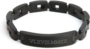 EVE'S ADDICTION Men's Custom Engraved Roman Numeral Black Bracelet in Stainless Steel - Men's Engravable Bracelet - Father's Day Gift - Gift for Dad - Gifts for Dad