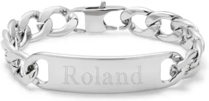 EVE'S ADDICTION Men's Engravable Stainless Steel ID Bracelet, 8" long - Custom Bracelets for Men - Men's ID Bracelet with Engraving - Engravable Gifts for Him - Birthday Gift - Gifts for Dad