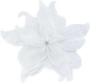 Exaggerated Organza Fabric Flower Brooch Pin for Women Girls Fashion Dainty Layered Big Beaded Corsage Boutonniere Brooches Lapel Pins Delicate Wedding Birthday Holiday Dress Accessories Jewelry Gift