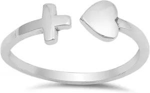 Faith & Love Stacking Ring in Sterling Silver