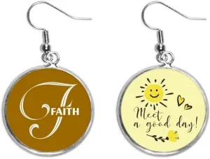 Faith Food Faly Letters Ear Drop Sun Flower Earring Jewelry Fashion